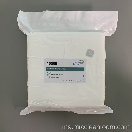 1000B Lint percuma Knitted Polyester Industrial Cleanroom Wipes